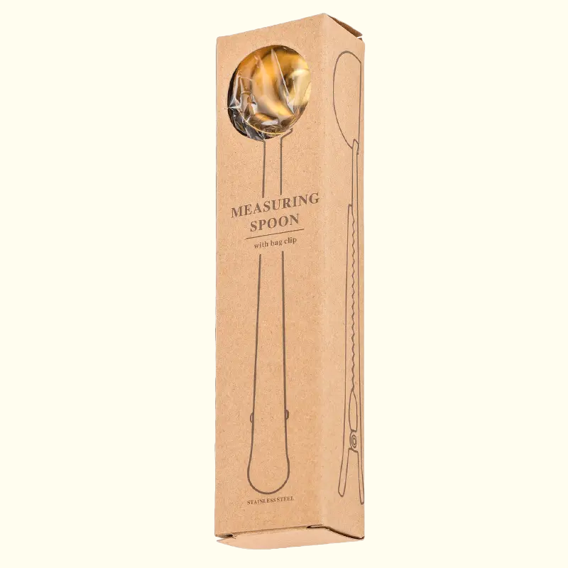 Gold finished coffee measuring scoop with bag clip (set of 2